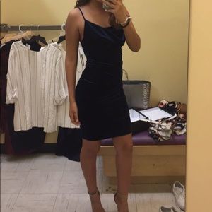 Navy Blue Velvet Mini Dress